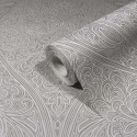 Marburg|Papier peint arabesque motif ornemental gris|Damas