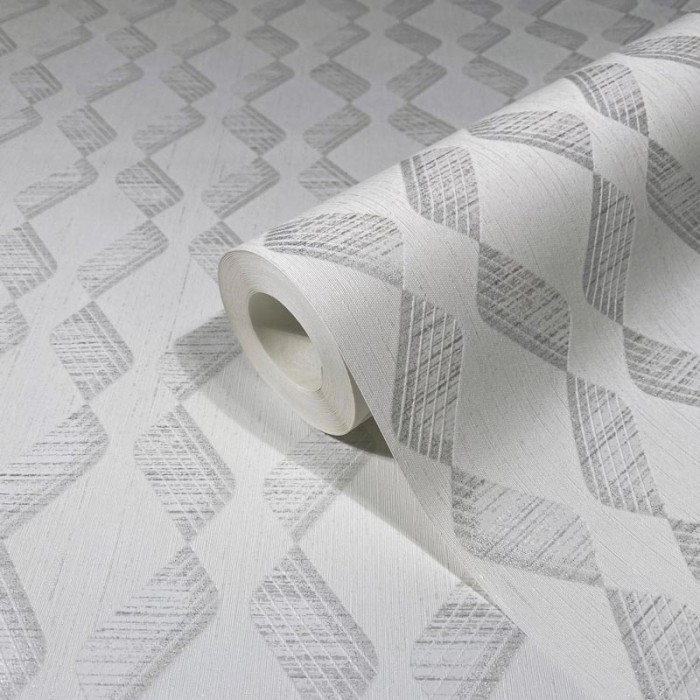 Marburg|Wallpaper geometric and raw silk texture white|Modern