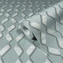 Marburg|Geometric wallpaper with raw silk effect in grey|Geometric