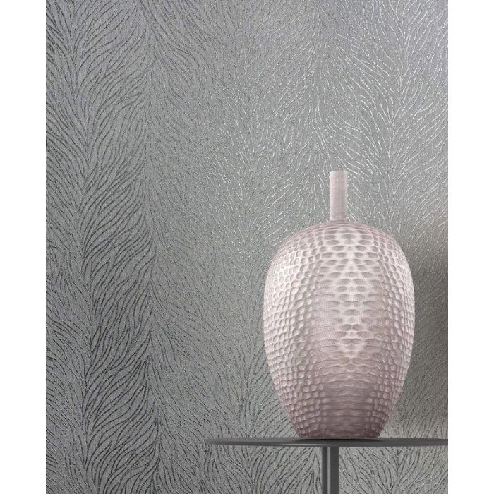 Marburg|Abstrakte silbergraue Tapete mit Blattmuster|Abstrakt