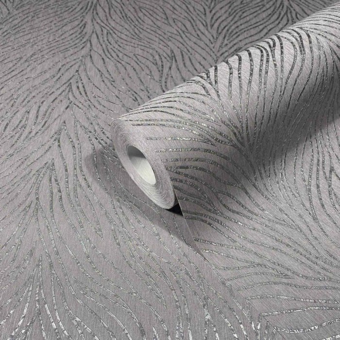 Marburg|Abstrakte silbergraue Tapete mit Blattmuster|Abstrakt