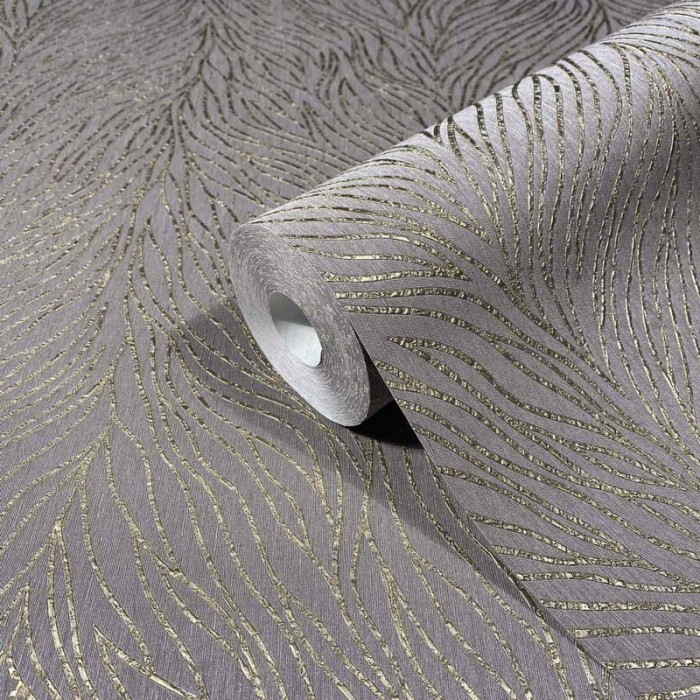 Marburg|Papel pintado estampado hojas gris y dorado abstracto|Abstracto