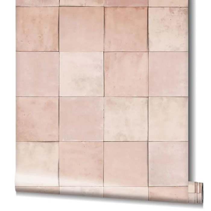 Marburg|Papier Peint imitation carrelage rose pastel|Imitation Carreaux