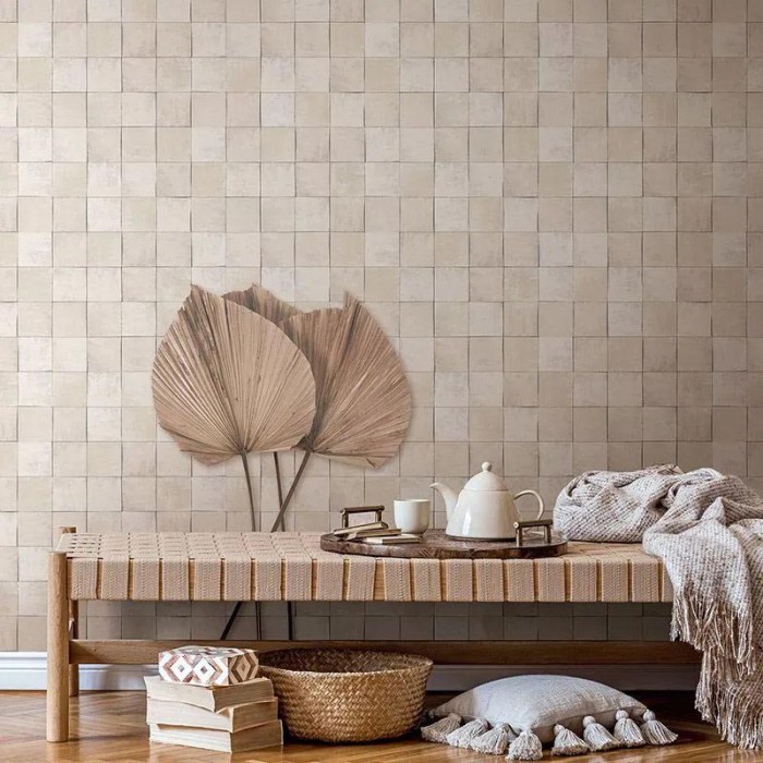 Marburg|Papel pintado imitación azulejo beige|Imitacion Azulejos