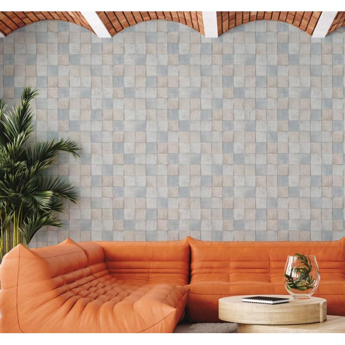 Marburg|Wallpaper imitation gray and blue tile|Tile Imitation