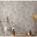 Marburg|Tapetenimitation in Blau und Beige Fliese|Fliesenimitat
