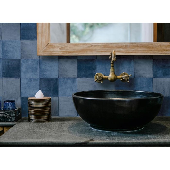 Marburg|Papel pintado imitación azulejo azul y oscuro|Imitacion Azulejos