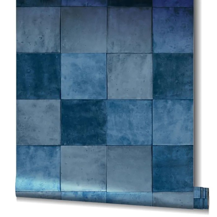 Marburg|Papel pintado imitación azulejo azul y oscuro|Imitacion Azulejos