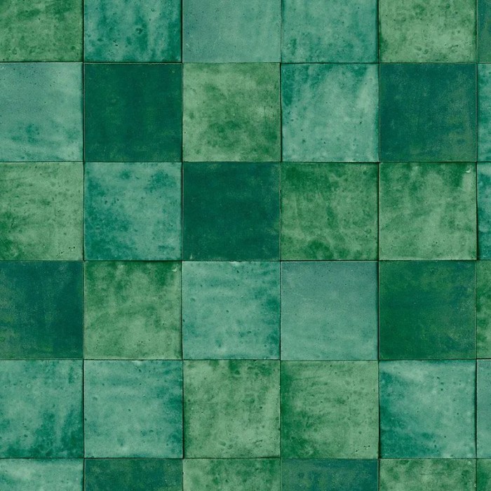 Marburg|Papel pintado imitación azulejo verde esmeralda|Imitacion Azulejos