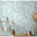 Marburg|Papel pintado imitación azulejo verde claro y gris|Imitacion Azulejos