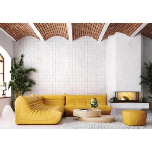 Marburg|Tapetenimitation in Blau und Beige Fliese|Fliesenimitat 2