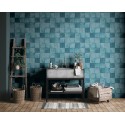 Marburg|Papier Peint imitation carreaux bleu et turquoise|Imitation Carreaux