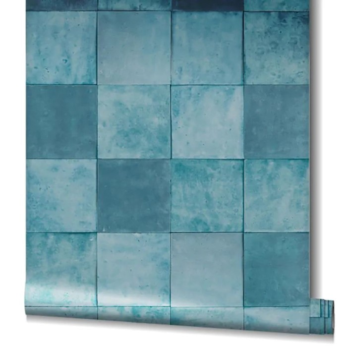 Marburg|Papier Peint imitation carreaux bleu et turquoise|Imitation Carreaux