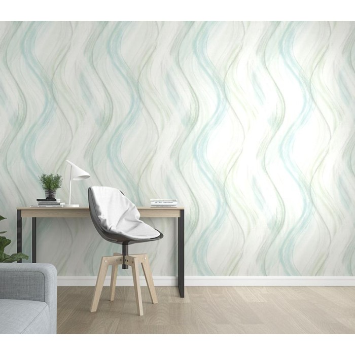 Marburg|Tapete Aquarell grüne Wellenformen|Tapeten