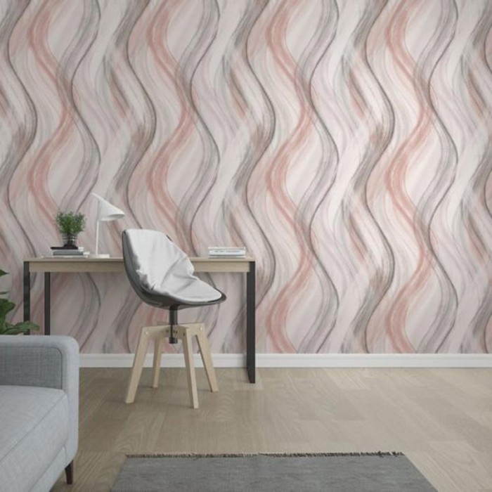 Marburg|Tapete rosa und beige Aquarellwellen|Jugend