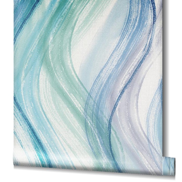 Papel pintado ondas acuarela azul verde - Marburg Shades 32444