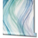 Papel pintado ondas acuarela azul verde - Marburg Shades 32444