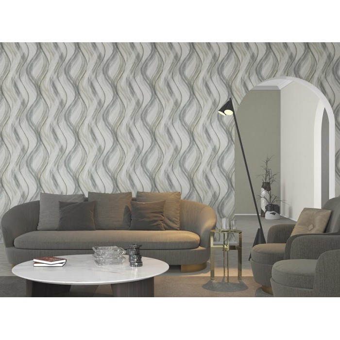 Marburg|Tapete beige und graue Aquarellwellen|Tapeten