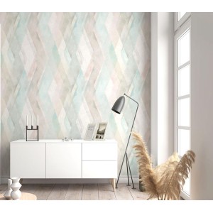 Casamance|Papel pintado étnico tribal africano verde con dorado|Rombos 2