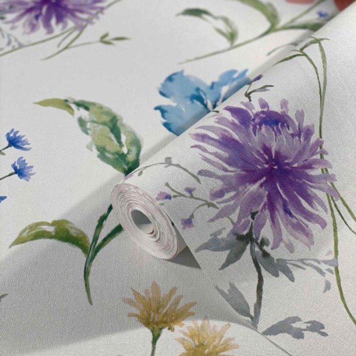 Marburg|Papel pintado floral multicolor efecto textil|Juvenil