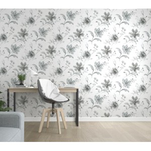 As Creation|Papier peint fleurs style nordique blanc|Papier Peint 2