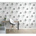 Marburg|White and black floral wallpaper with textile effect|Wallpaper