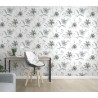 Marburg|Papel pintado floral blanco y negro efecto textil|Papel Pintado