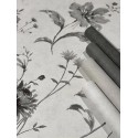 Marburg|Papel pintado floral blanco y negro efecto textil|Papel Pintado