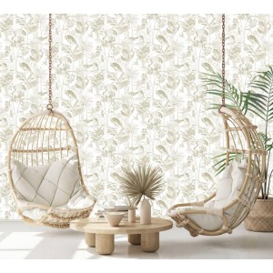 Marburg|Wallpaper tropical floral with pink herons|Tropical 2
