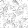Marburg|Papel pintado tropical flores con garzas gris|Papel Pintado