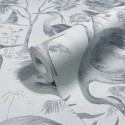 Marburg|Papel pintado tropical flores con garzas gris|Papel Pintado