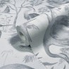 Marburg|Papel pintado tropical flores con garzas gris|Papel Pintado