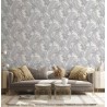 Marburg|Wallpaper exotic leaves and hummingbirds in gray and violet|Wallpaper