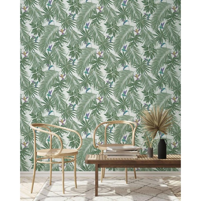 Marburg|Papier Peint feuilles exotiques et colibris verts|Tropical