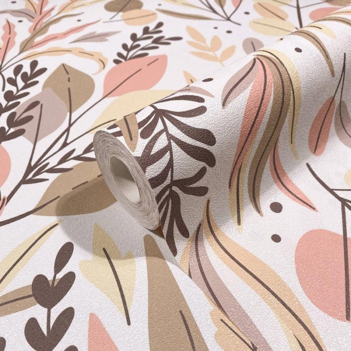 Marburg|Minimalist beige and pink floral wallpaper|Modern