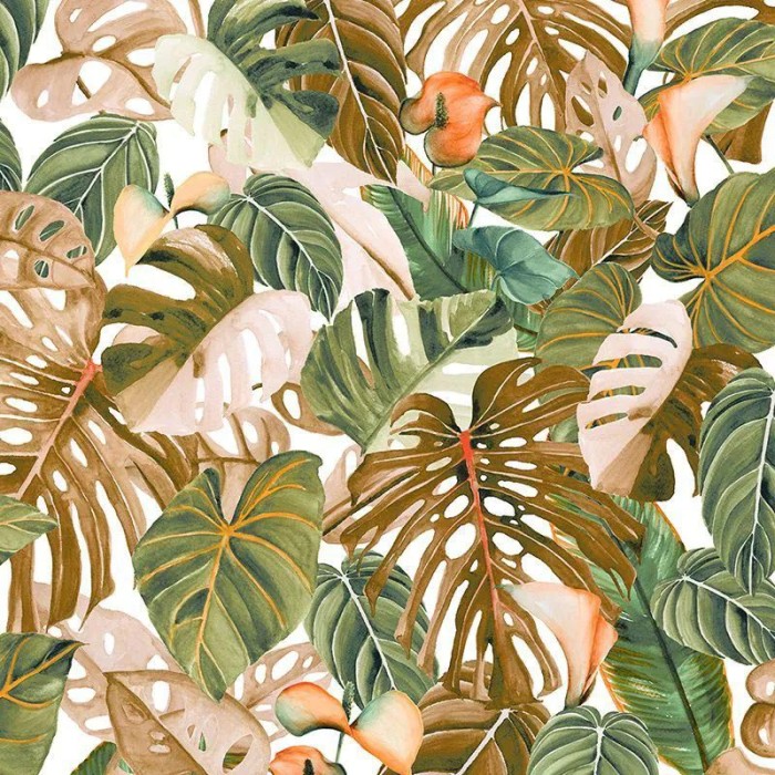 Papel pintado tropical plantas exóticas verde y marrón - Marburg Spirit Of Jungle 47413