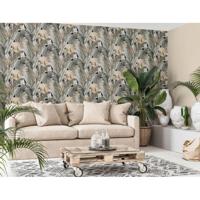 Marburg|Papel pintado floral calas o lirios marrón grisáceo|Tropical