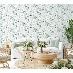 Grandeco|Boho-style green floral wallpaper|Floral 2