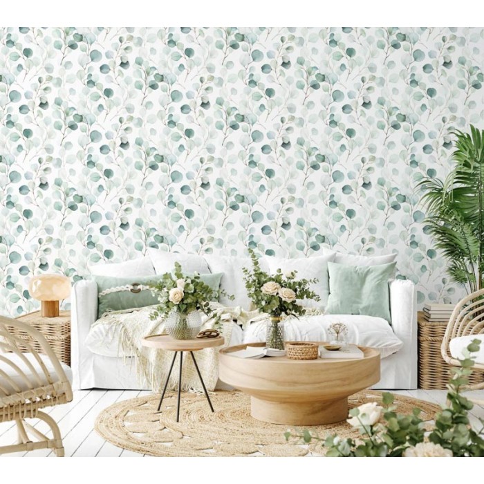 Marburg|Tapete mit floralen Aquarellmotiven und grünen Blättern|Jugend