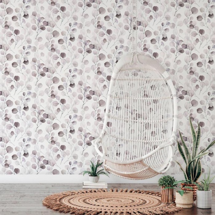 Marburg|Tapete mit floralen Aquarell-Violettblättern|Jugend