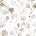 Marburg|Tapete floral mit Aquarellblättern in Braun und Grau|Skandinavisch
