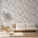 Marburg|Papier Peint floral feuilles aquarelle marron et gris|Scandinave