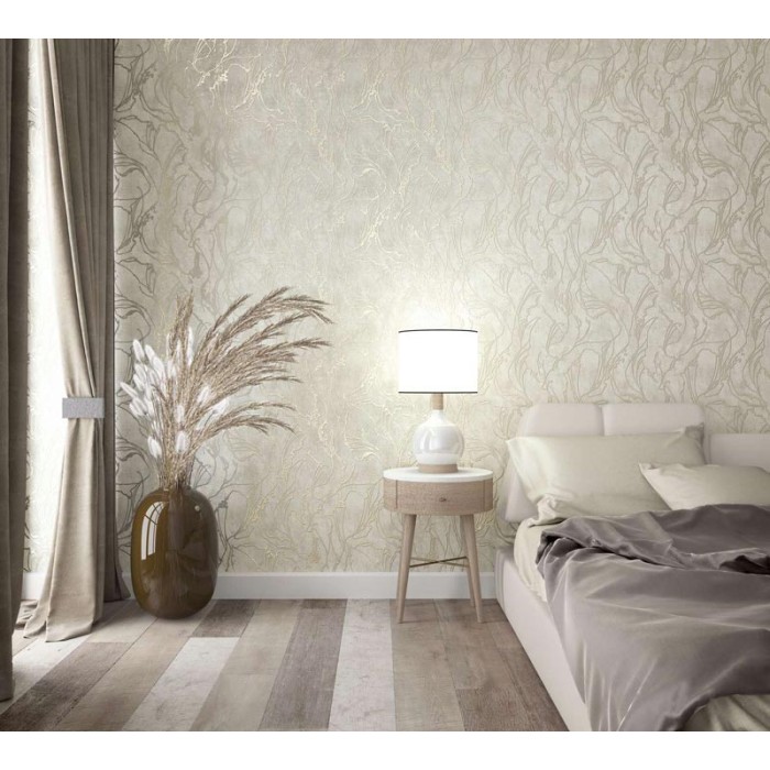 Marburg|Papier Peint contemporain texture béton greige et doré|Contemporain