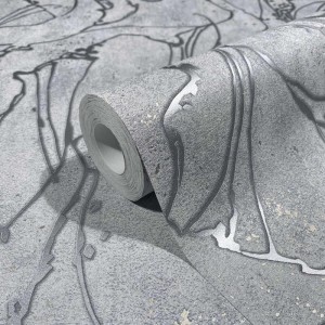 Grandeco|Moderne bemalte Beton blaue Tapete|Betonimitat