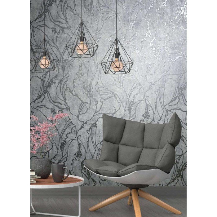 Marburg|Contemporary abstract wallpaper in grey and silver concrete|Concrete Imitation