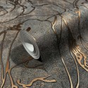 Marburg|Contemporary abstract wallpaper in black and metallic copper|Concrete Imitation