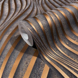 Papeldecor|Papier Peint damas noir et argenté avec brillance|Papier Peint