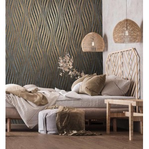 Papeldecor|Papier Peint damas noir et argenté avec brillance|Papier Peint 2
