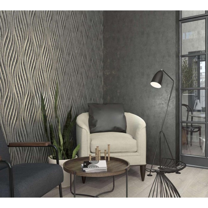 Marburg|Papel pintado moderno textura hormigón negro y latino|Imitacion Hormigón