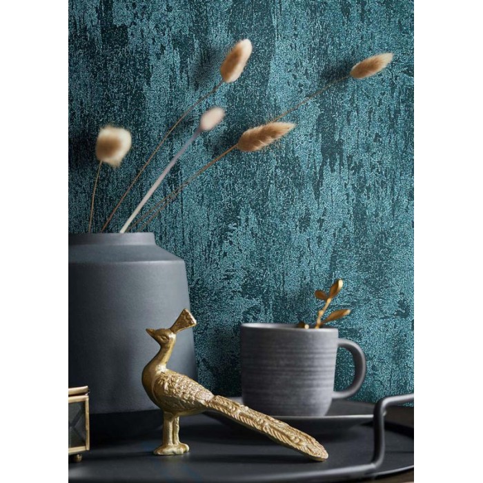 Marburg|Moderne Tapete mit türkisfarbener Metallic-Textur|Stuckimitat